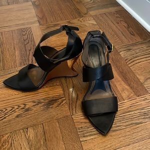 Marni Black, Wood and Gold Wedge Sandal